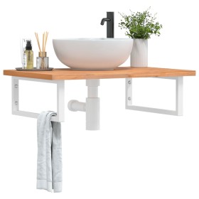 Wall-mounted sink shelf made of steel and solid beech wood by , bathroom vanities - Ref: Foro24-3302448, Price: 97,99 €, Disc...