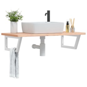 Wall-mounted sink shelf made of steel and solid beech wood by , bathroom vanities - Ref: Foro24-3302434, Price: 81,60 €, Disc...