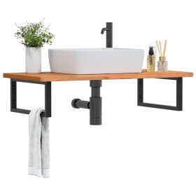 Estante de lavabo de pared de acero y madera maciza de haya de , Tocadores de baño - Ref: Foro24-3302441, Precio: 98,97 €, De...