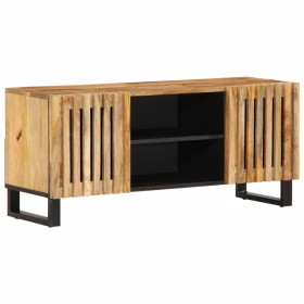 Solid rough mango wood TV stand 105x34x46 cm by , CD and DVD storage - Ref: Foro24-377436, Price: 134,99 €, Discount: %