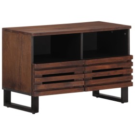 Solid mango wood TV stand in brown, 70x34x46 cm by , CD and DVD storage - Ref: Foro24-377443, Price: 123,99 €, Discount: %