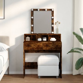 Dresser with smoked oak LED lights 80x41x144.5 cm by , Bedroom Dressers - Ref: Foro24-848182, Price: 129,99 €, Discount: %