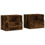 Wall-mounted bedside tables 2 units in smoked oak color 45x30x35 cm by , Nightstands - Ref: Foro24-848320, Price: 85,31 €, Di...