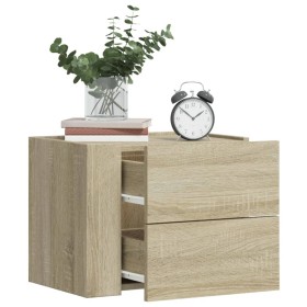 Wall-mounted bedside table in smoked oak color, measuring 45x30x35 cm. by , Nightstands - Ref: Foro24-848329, Price: 57,70 €,...