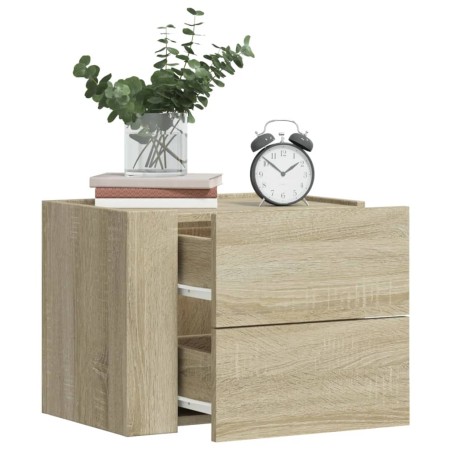 Wall-mounted bedside table in smoked oak color, measuring 45x30x35 cm. by , Nightstands - Ref: Foro24-848329, Price: 52,34 €,...