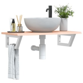 Wall-mounted steel and solid oak wood sink shelf by , bathroom vanities - Ref: Foro24-3302546, Price: 71,11 €, Discount: %