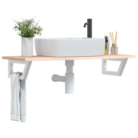 Wall-mounted steel and solid oak wood sink shelf by , bathroom vanities - Ref: Foro24-3302550, Price: 72,99 €, Discount: %