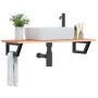 Wall-mounted steel and solid oak wood sink shelf by , bathroom vanities - Ref: Foro24-3302571, Price: 85,11 €, Discount: %