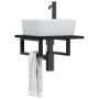 Wall-mounted steel and solid oak wood sink shelf by , bathroom vanities - Ref: Foro24-3302573, Price: 57,80 €, Discount: %