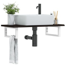 Estante de lavabo de pared de acero y madera maciza de roble de , Tocadores de baño - Ref: Foro24-3302584, Precio: 74,23 €, D...