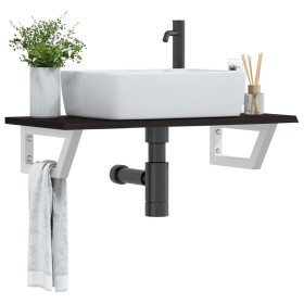 Estante de lavabo de pared de acero y madera maciza de roble de , Tocadores de baño - Ref: Foro24-3302586, Precio: 72,50 €, D...