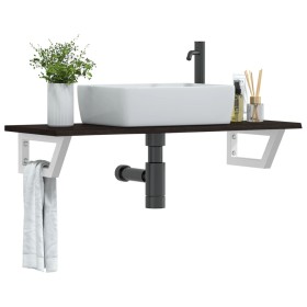 Wall-mounted steel and solid oak wood sink shelf by , bathroom vanities - Ref: Foro24-3302590, Price: 66,96 €, Discount: %