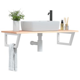 Wall-mounted steel and solid oak wood sink shelf by , bathroom vanities - Ref: Foro24-3302602, Price: 90,99 €, Discount: %