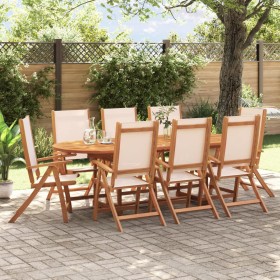 Folding garden chairs 8 pcs solid acacia wood textilene by , Garden chairs - Ref: Foro24-3279237, Price: 584,66 €, Discount: %