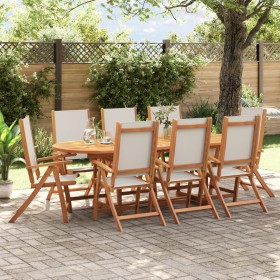 Folding garden chairs 8 pcs solid acacia wood textilene by , Garden chairs - Ref: Foro24-3279240, Price: 579,71 €, Discount: %