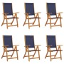 Folding garden chairs 6 pcs solid acacia wood textilene by , Garden chairs - Ref: Foro24-3279242, Price: 435,55 €, Discount: %