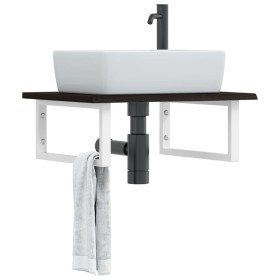 Wall-mounted steel and solid oak wood sink shelf by , bathroom vanities - Ref: Foro24-3302616, Price: 80,44 €, Discount: %