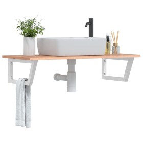 Estante de lavabo de pared de acero y madera maciza de roble de , Tocadores de baño - Ref: Foro24-3302614, Precio: 78,99 €, D...