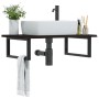 Wall-mounted steel and solid oak wood sink shelf by , bathroom vanities - Ref: Foro24-3302621, Price: 86,49 €, Discount: %