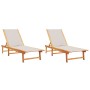 2 solid acacia wood and gray textilene sun loungers by , Loungers - Ref: Foro24-3279249, Price: 318,50 €, Discount: %