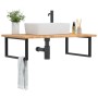 Wall-mounted steel and solid oak wood sink shelf by , bathroom vanities - Ref: Foro24-3302481, Price: 114,31 €, Discount: %