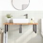 Wall-mounted steel and solid oak wood sink shelf by , bathroom vanities - Ref: Foro24-3302481, Price: 114,31 €, Discount: %