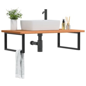 Wall-mounted sink shelf made of steel and solid beech wood by , bathroom vanities - Ref: Foro24-3302525, Price: 121,83 €, Dis...