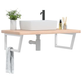 Wall-mounted steel and solid oak wood sink shelf by , bathroom vanities - Ref: Foro24-3302474, Price: 144,82 €, Discount: %