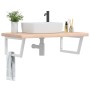 Wall-mounted steel and solid oak wood sink shelf by , bathroom vanities - Ref: Foro24-3302474, Price: 144,70 €, Discount: %