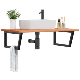 Wall-mounted sink shelf made of steel and solid beech wood by , bathroom vanities - Ref: Foro24-3302527, Price: 116,99 €, Dis...