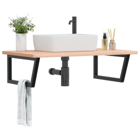 Wall-mounted sink shelf made of steel and solid beech wood by , bathroom vanities - Ref: Foro24-3302519, Price: 116,26 €, Dis...