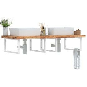 Wall-mounted sink shelf made of steel and solid acacia wood by , bathroom vanities - Ref: Foro24-3302944, Price: 185,99 €, Di...