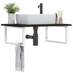 Wall-mounted steel and solid oak wood sink shelf by , bathroom vanities - Ref: Foro24-3302656, Price: 81,99 €, Discount: %