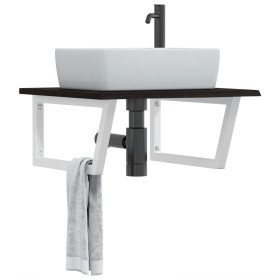 Wall-mounted steel and solid oak wood sink shelf by , bathroom vanities - Ref: Foro24-3302654, Price: 69,99 €, Discount: %