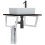 Wall-mounted steel and solid oak wood sink shelf by , bathroom vanities - Ref: Foro24-3302654, Price: 69,93 €, Discount: %