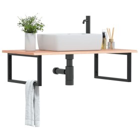 Wall-mounted steel and solid oak wood sink shelf by , bathroom vanities - Ref: Foro24-3302649, Price: 94,99 €, Discount: %