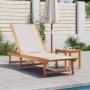 Sun lounger with solid acacia wood table and gray textilene by , Loungers - Ref: Foro24-4008417, Price: 188,52 €, Discount: %