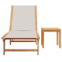 Sun lounger with solid acacia wood table and gray textilene by , Loungers - Ref: Foro24-4008417, Price: 188,52 €, Discount: %