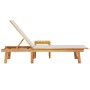 Sun lounger with solid acacia wood table and gray textilene by , Loungers - Ref: Foro24-4008417, Price: 188,52 €, Discount: %