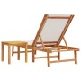 Sun lounger with solid acacia wood table and gray textilene by , Loungers - Ref: Foro24-4008417, Price: 188,52 €, Discount: %