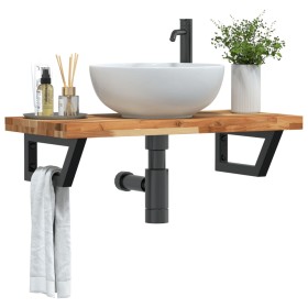 Wall-mounted sink shelf made of steel and solid acacia wood by , bathroom vanities - Ref: Foro24-3302747, Price: 97,99 €, Dis...