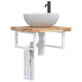 Wall-mounted sink shelf made of steel and solid acacia wood by , bathroom vanities - Ref: Foro24-3302764, Price: 76,76 €, Dis...