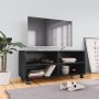 Mueble de TV con ruedas madera contrachapada negro 90x35x35 cm