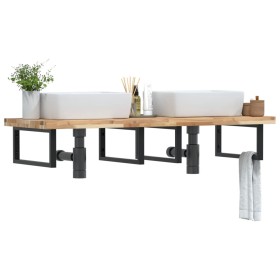 Wall-mounted sink shelf made of steel and solid acacia wood by , bathroom vanities - Ref: Foro24-3302817, Price: 183,23 €, Di...