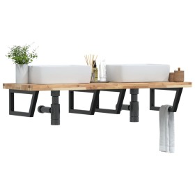 Wall-mounted sink shelf made of steel and solid acacia wood by , bathroom vanities - Ref: Foro24-3302815, Price: 158,99 €, Di...