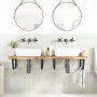 Wall-mounted sink shelf made of steel and solid acacia wood by , bathroom vanities - Ref: Foro24-3302815, Price: 165,32 €, Di...