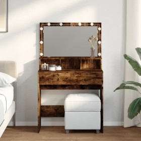 Dresser with LED lights in smoked oak color, 80x41x134.5 cm by , Bedroom Dressers - Ref: Foro24-848189, Price: 134,55 €, Disc...