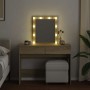 Tocador con LED color roble Sonoma 100x40x130 cm de , Tocadores para dormitorios - Ref: Foro24-848194, Precio: 129,99 €, Desc...