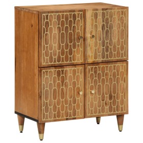 Solid mango wood auxiliary cabinet 60x33x75 cm by , CD and DVD storage - Ref: Foro24-358310, Price: 147,47 €, Discount: %