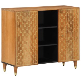 Solid mango wood auxiliary cabinet 90x33x75 cm by , CD and DVD storage - Ref: Foro24-358312, Price: 174,99 €, Discount: %